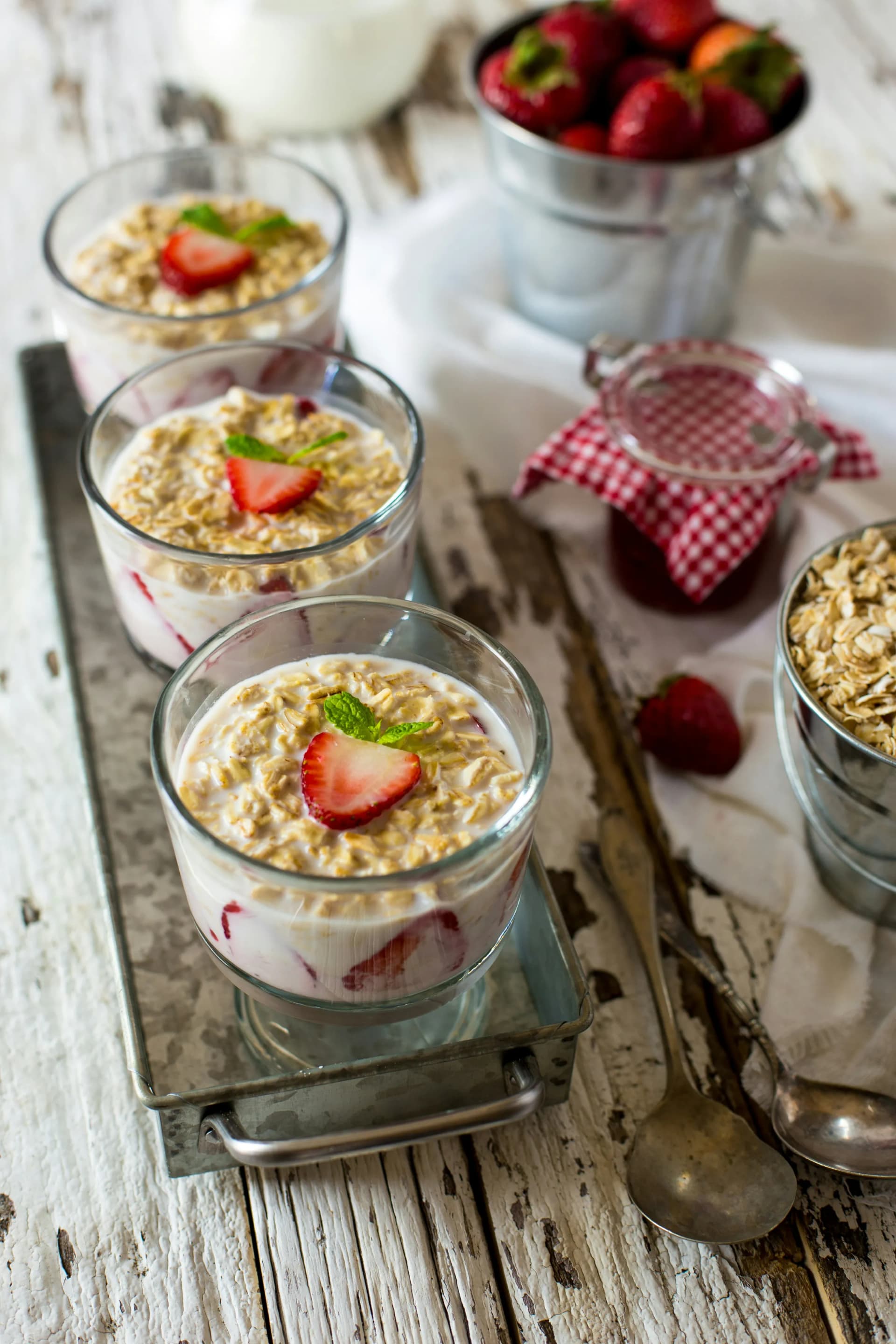 Overnight oats in glass jars